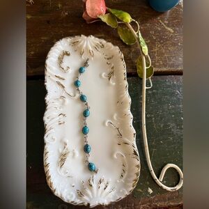 Vintage faux turquoise cabochon tennis bracelet